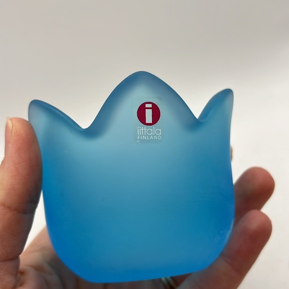 Vtg Iittala Tulip Frosted Glass Votive Tealight Candle Holder Collectible Blue - Picture 4 of 11